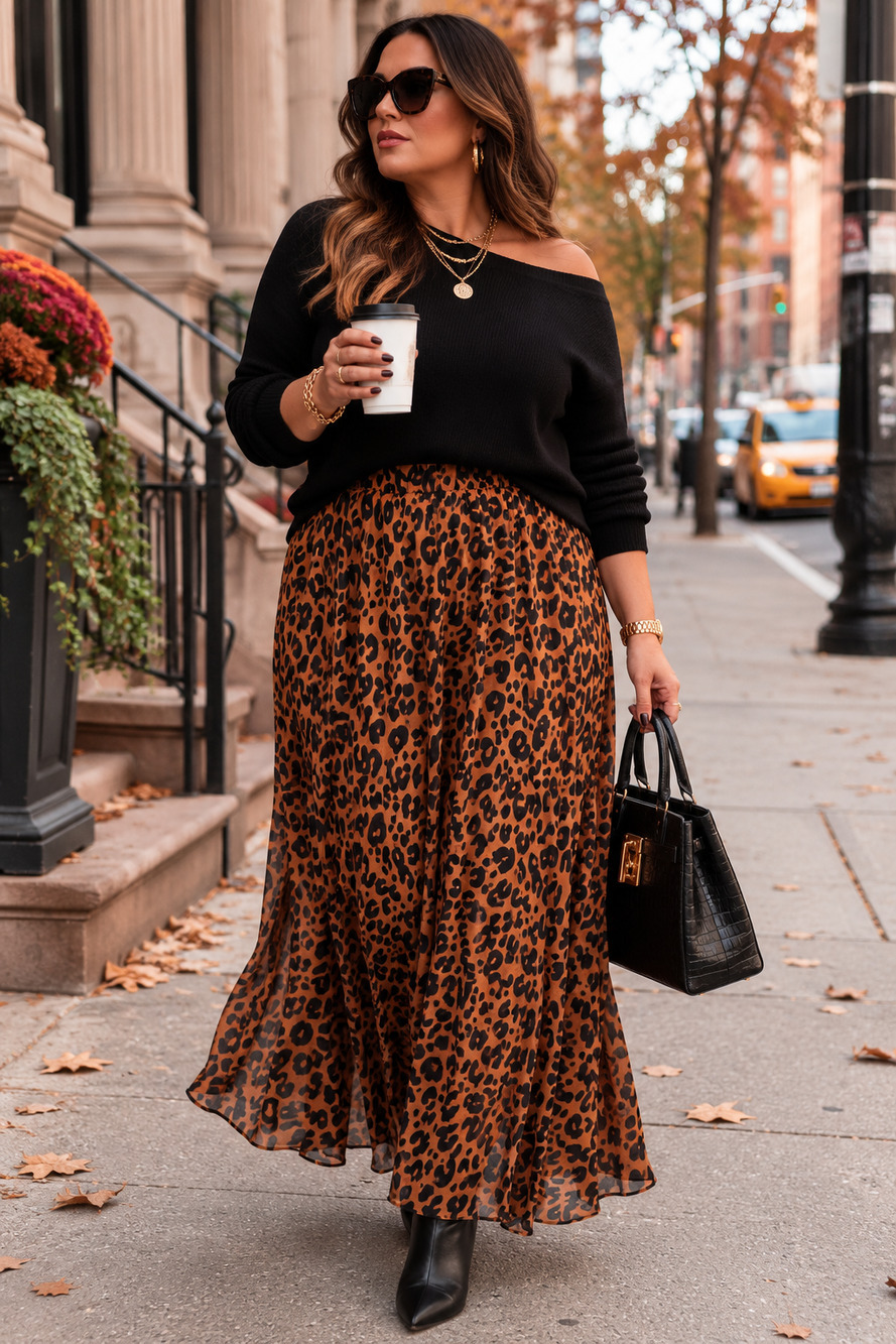 Mob wife vibes Shein Curve Cheetah print maxi skirt Size 2XL Office career Fall